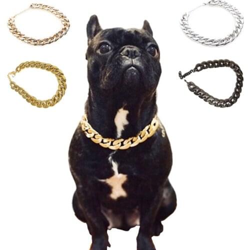 Pug Dog Fashion Collar Pet Gold Chain French Bulldog Adjustable Collar Pets Accessories Puppy Supplies Teddy Necklace Chihuahua