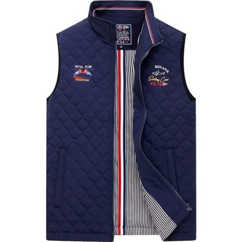 Kenty Shark Brand Vests for Men Stand Collar Cotton Liner Warm Vest Autumn Jacket Sleeveless Casual Vests for Husband/Father