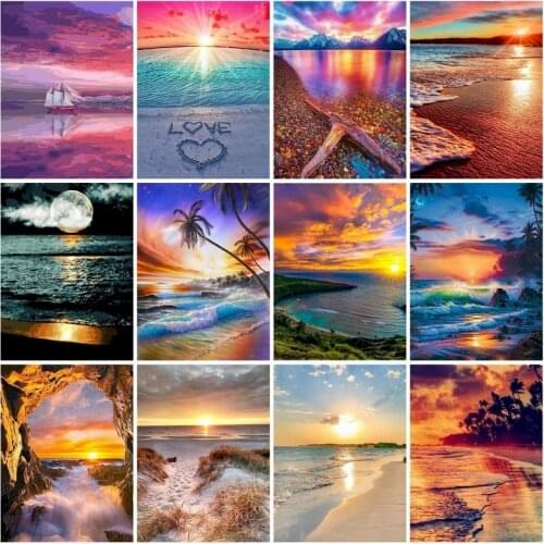 SDOYUNO Paint By Numbers On Canvas Beach Scenery DIY Frameless 60x75cm Oil Painting By Numbers Seascape Picture Home Decor