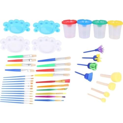 42 Pcs Paint Brushes Tool Kit,Paint Pen Brushes, Painting Tool Supplies, Include Paint Cups with Lids, Palette Trays