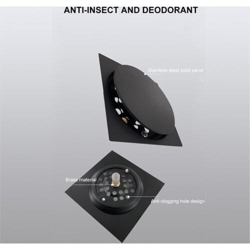 Foot Floor Black Drains Pop Up Drain Bathroom Shower Waste Grates Strainer Toilet Balcony Water Antiodor Drains