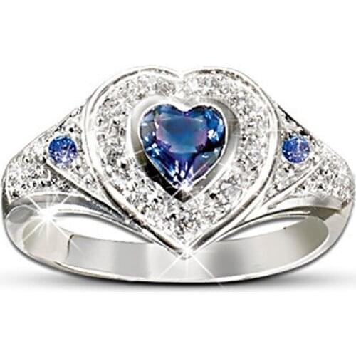 2021 New Daily Birthday Party Anniversary Gift Blue Love Gemstone Rings Simple Fashion Men And Women Rings