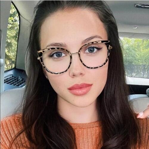 Retro Square Cat Eye Anti-Blue Light Optical Glasses Frames Men Women Fashion Computer Eyeglasses 50198