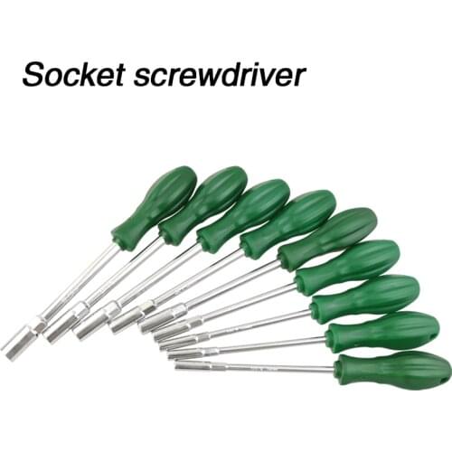 Socket Screwdriver 5/5.5/6/7/8/9/10/11/12/13mm Hex Hand Tool Socket Screwdriver Lengthened 45 Steel Sleeve Screw Tube Depth