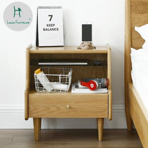 Louis Fashion Bedside Cabinets Nordic Solid Wood Modern Style Bedroom Furniture Wooden Mini Bedside Cupboards