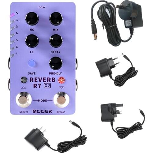 MOOER Guitar Bass Effect Pedal R7 X2 REVERB effect processor contains 14 reverb sounds to support preset switching