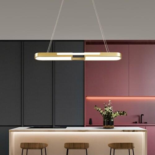 Simple Long Strip Led Office Pendant Lights Gold&Black Post-modern Art Dining Room Lamp Nordic Personality Living Room Lights