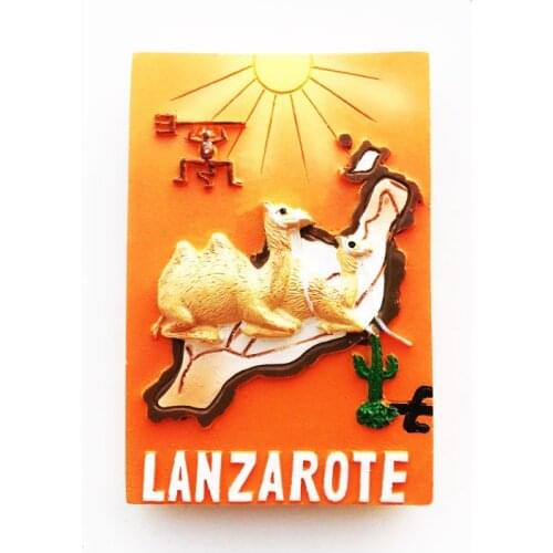 QIQIPP Creative Camel Map Tour In LanzarotE, Spain Memorial Decoration Collection Crafts Magnetic Refrigerator Stickers