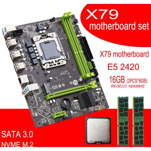 Qiyida X9A X79 motherboard set with Xeon LGA 1356 E5 2420 cpu 2pcs x 8GB = 16GB 1600MHz pc3 12800R DDR3 ECC REG memory ram