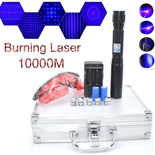 Most Powerful Burning Laser pointer Torch 450nm 10000m Focusable Blue Laser Pointers Flashlight burn match candle lit cigarette