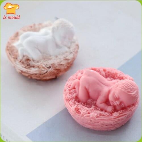 Doll Aromatherapy Plaster Mould Basket Baby Creative DIY Silicone Mold Home Decoration Aromatherapy Candle