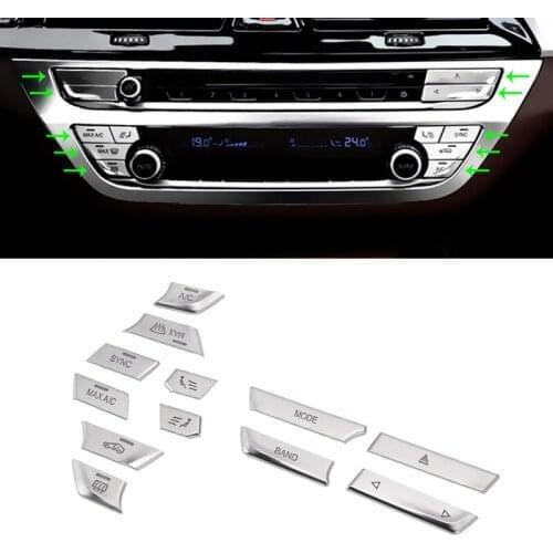 Car Styling ABS Chrome Center Console Air Condition Switch Buttons Cover Sticker Trim For BMW 5 Series 2018 528 530 G30 540li