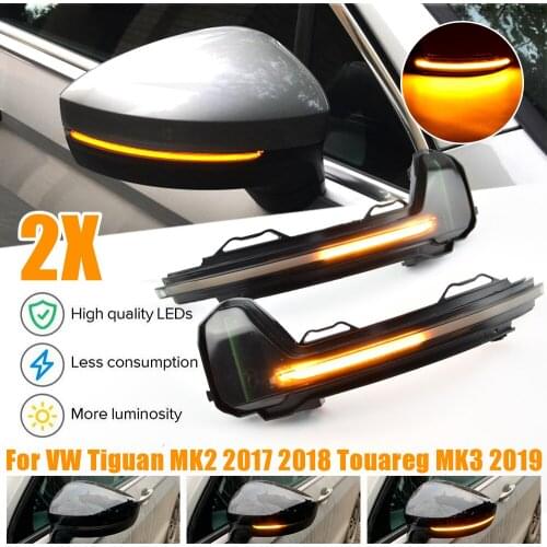 LED Dynamic Turn Signal Blinker Sequential Side Mirror Indicator Light Lamp For Volkswagen For VW Tiguan MK2 II R 5N 2017-2019