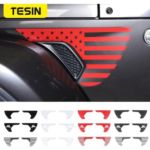 TESIN Car Exterior Sticker PVC Leaf Fender Sticker Cover For Jeep Wrangler JL JT Gladiator 2018-2020 Car Accessories