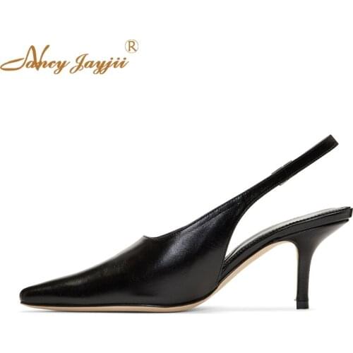 Nancyjayjii Fashion Buckle Slingback High Thin Heels Women Black Summer 2021 Pumps Round Toe Dress Casual Shoes Woman Size 4-16