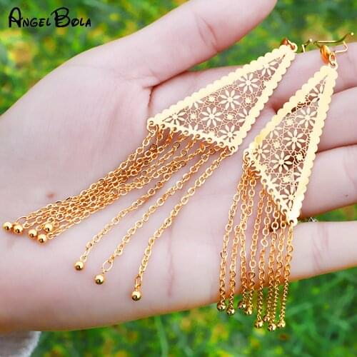 Turkish Jewelry Accessories Tassel Pendant Earrings Muslim Islam Gold Womens Pendant Earrings Wedding Holiday Gifts Wholesale