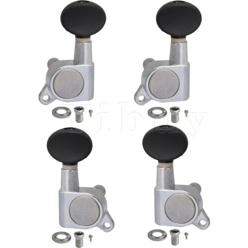 Yibuy 4PCS Ukulele 2R2L Chrome geared Machine Heads w/ Mounting Screws