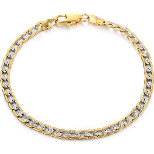 Davieslee 585 Silver Color Gold Filled Womens Bracelet Chain Wristband Cuban Link 4mm 18cm 20cm 23cm 25cm GB94