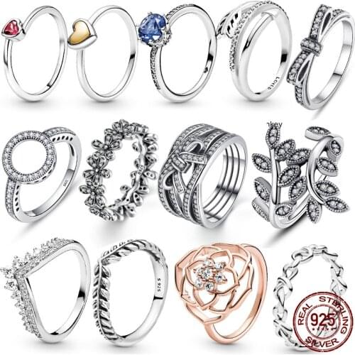 2021 New Hot Sale 100% 925 Sterling Silver Rings Wholesale Popular Flower Lucky Rings For Women Jewelry Making Dorpshipping