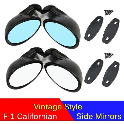 1 Pair F-1 Style Retro Door Wing Side Mirrors California Style Car Matte Exterior Rearview Mirrors Black