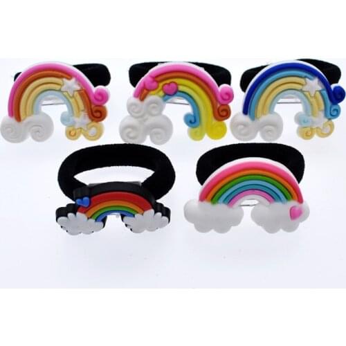 10pcs Youth Girls Favor Birthday Gift Colorful Rainbows Hair Ropes Elastic Rubber Hair Gum Hair Accessory