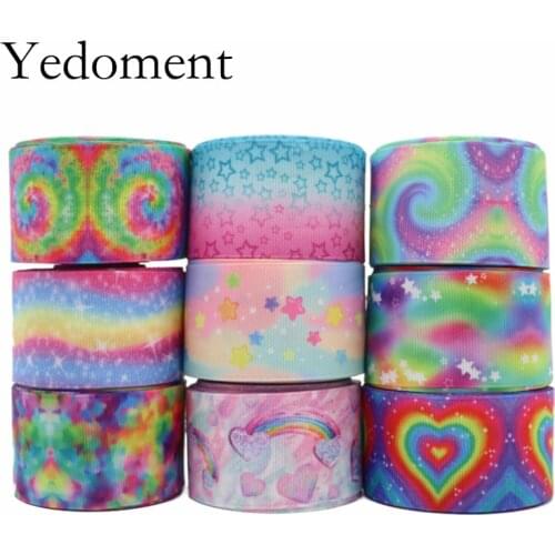 10 Yards 1.5'' 38MM Rainbow printing Printed Grosgrain Ribbons For Hair Bows DIY Handmade Materials Y2020090401