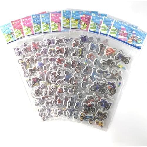 12 Sheets/set cartoon motorcycle pattern sticker 3D bubble foam scrapbooking stickers for kids notebook diary label