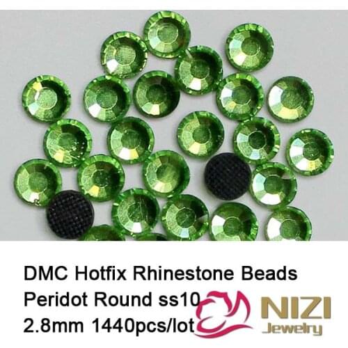 1440 pcs ss10 light green Free shipping DMC hot fix rhinestones flat back rhinestones High Quality