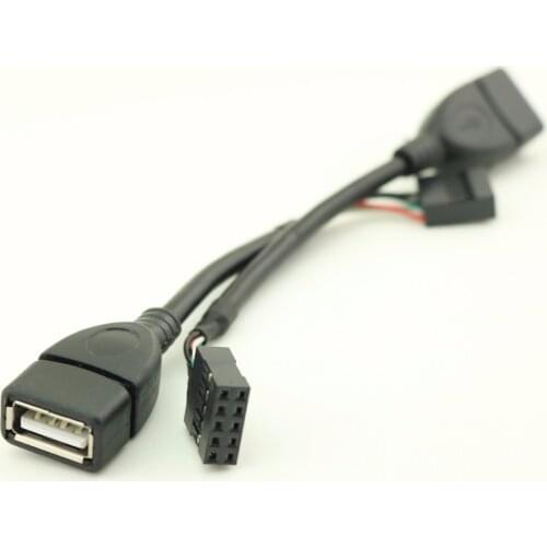 2pcs 10cm USB 2.0 Type A Female to Dupont 9 Pin Female Header Data Motherboard Adapter Cable