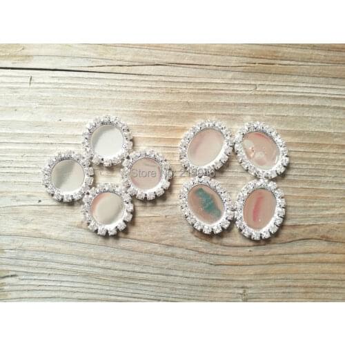 30PCS (For 14mm & 13*18mm Flat Beads ) SILVER Color A Level Crystal Rhinestone Alloy DIY Collet Jewelry Findings