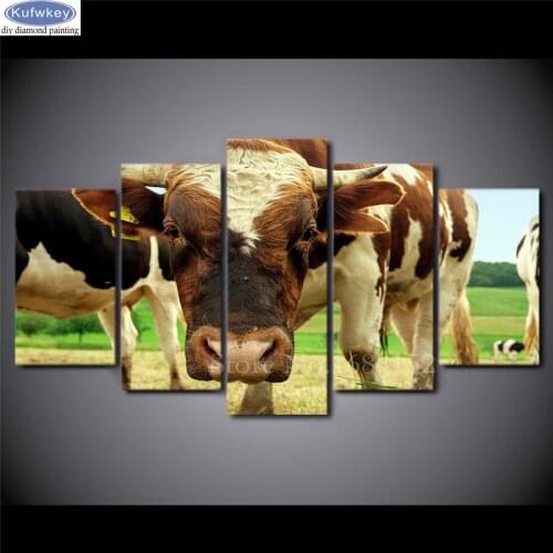 5pcs/set 5D DIY diamond embroidery cow diamond painting full square Cross Stitch Rhinestone mosaic stickers decoration gift B75