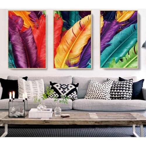 Diamond embroidery Art abstraction Birds Feathers 3 pieces diamond Painting cross stitch mosaic rhinestone Wall Art Decor WW173