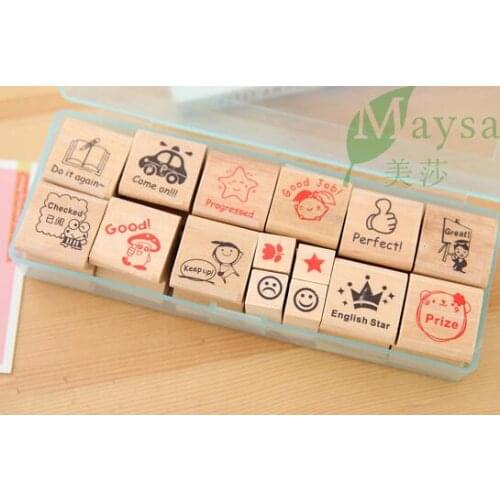 English encourages DIY funny cartoon wooden stamper free shopping