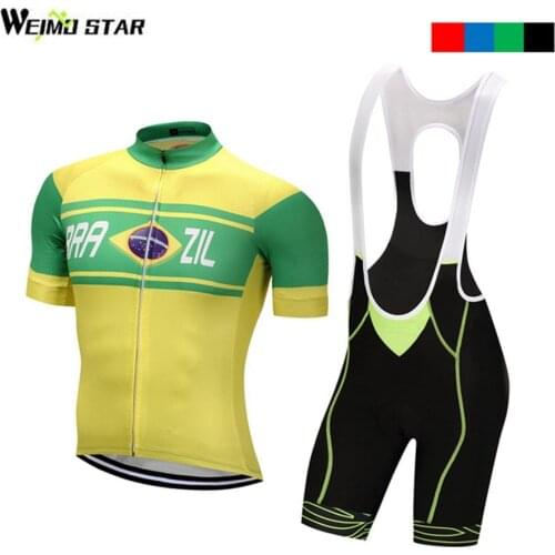 Brazil Shirt cycling jersey Weimostar Cycling Clothing mtb Road Bike Jersey ropa ciclismo Bib Shorts cycling set