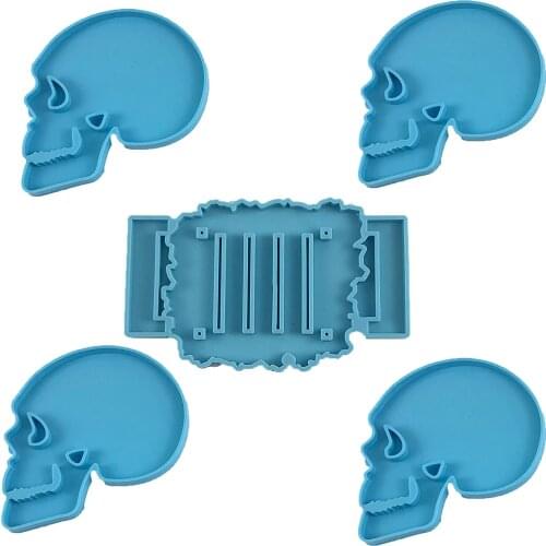 Skull Coaster Molds set for Resin Casting Silicone Epoxy Mould Kit Bundle for DIY Making Cup Mat Stand Home Decor