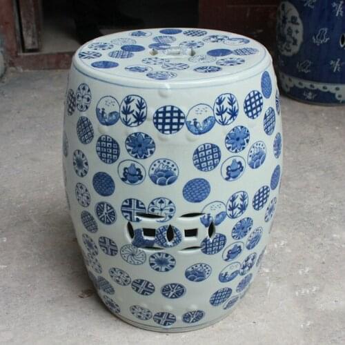 Jingdezhen Ceramic stool Hand-painted Ancient Blue And White Small Circular stool Outdoor Bathroom Balcony stool