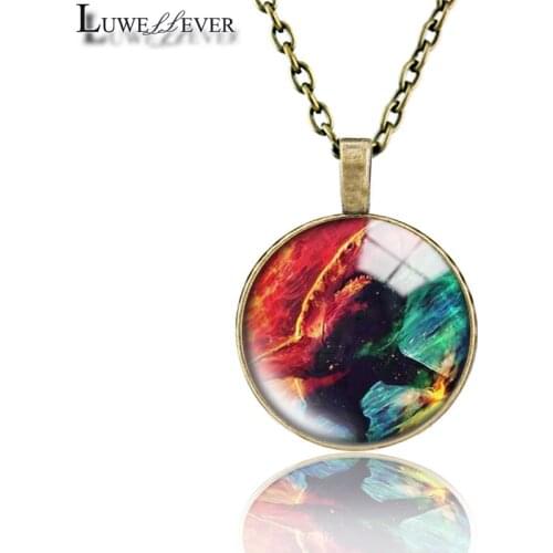 Shark Necklace 669 25mm Bronze 30mm Wood Rhinestone Double-sided Moon Round Glass Pendant For Women Gift
