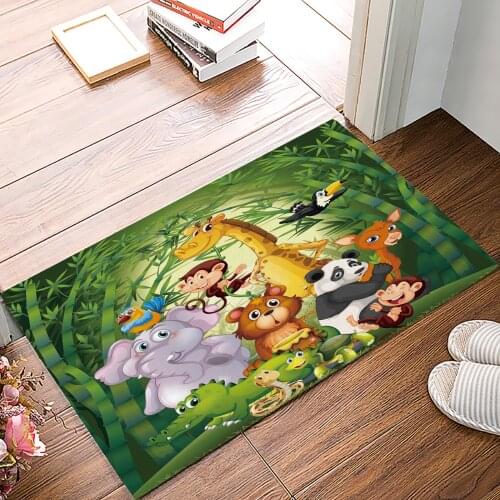 Animal Green Bamboo Panda Elephant Doormat Bedroom Kitchen Floor Mat Bathroom Anti-Slip Rug Home Doormat for Entrance Door