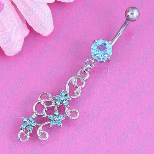 Retail Flower belly Ring navel bar 14G Surgical Steel belly button ring Piercing Fashion Jewelry