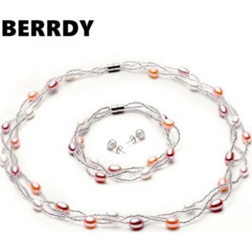 HOT CHEAP Fashion Pearl Jewelry Set Necklace Bracelet Earrings Set with Nice Quality