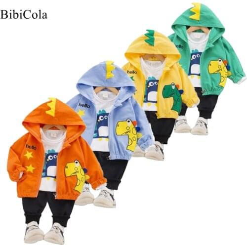 Boys Spring Autumn Jacket Coat+ Shirt+pants Children Boys Clothing Sets 3pcs Toddler Baby Kids Hooded Clothes