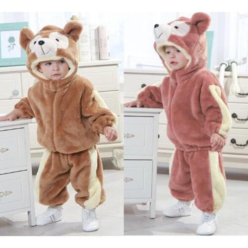Cute Bear two-piece suit baby Girls Boys warm outwear