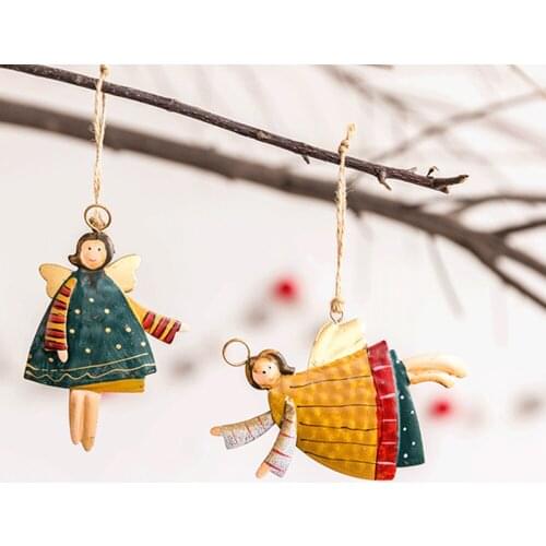 Lovely Angel Ornament Pendant Iron Crafts Christmas Tree Decor Small Pendant Accessories Wallet Mobile Phone Pendant Xmas Gift