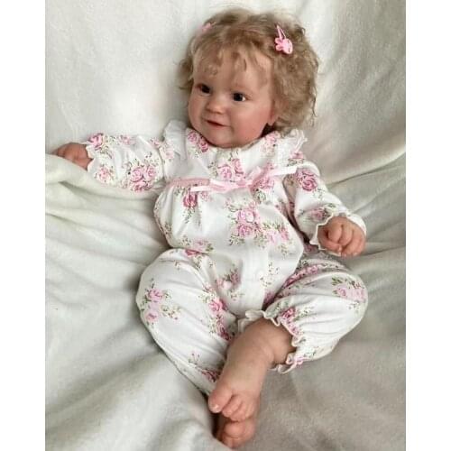60CM Bebe Reborn Toddler Doll Popular Maddie Girl Doll with Rooted Blonde hair Soft Cuddle Body Hand-detailed Painting Doll