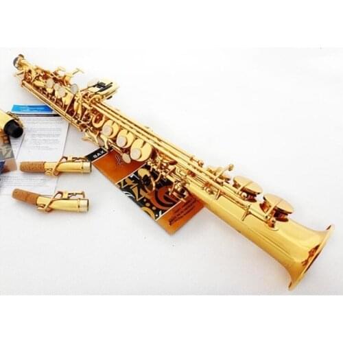 Brass Soprano Saxophone SS-610 B Flat Woodwind Instrument Natural Shell Key Carve Pattern