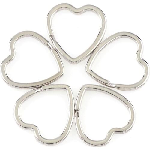 10pcs/lot 5Style Rhodium Iron Plum Blossom Love&Round Shape Split Ring Iron Key Ring For Keychain Making Diy Jewelry Accessories