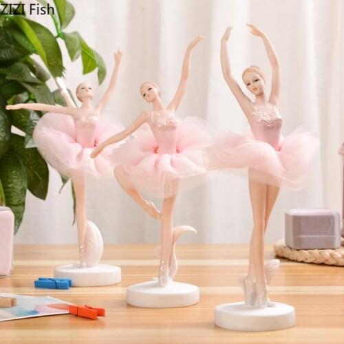 Lovely Ballerina Fairy Garden Figurines Resin Portrait Pink Fabric Yarn Skirts Ballet Dancer Girly Room Decoration Desktop Decor
