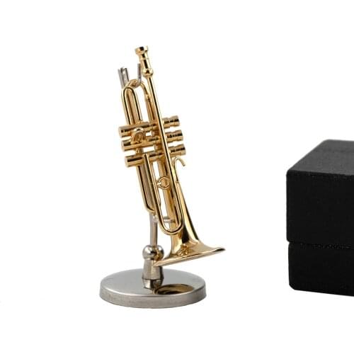 9cm Mini Trumpet Model Musical Instrument Miniature Desk Decor Display Realistic Music Lover Birthday Gift