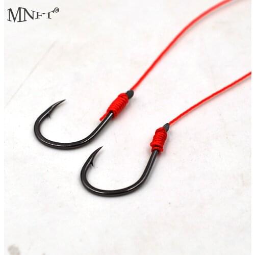 MNFT 30Pcs Hand Tied Fishing Hook Fishing Rig Barbed Hooks with Red Line Carp Hook Link Explosion Hook Accessories