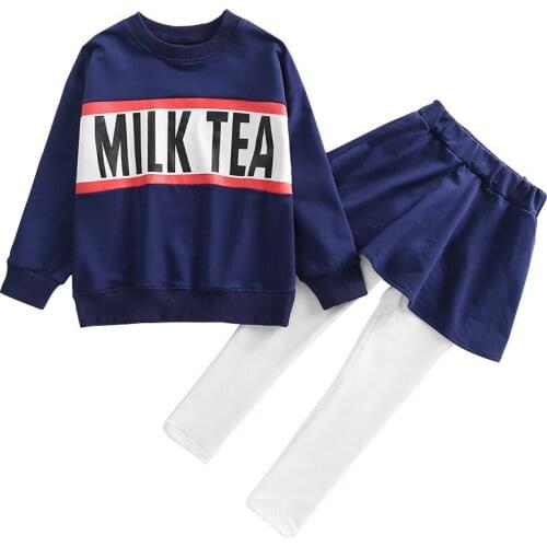 Girls Fashion Spring Motion Suit Soft Kids Clothing Set Culotte Letter Personality Jacket Korean Children Clothes For Girl 4-10T
